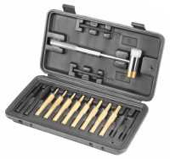 Picture of Wheeler Engineering Gunsmithing Supplies Tools - Hammer And Punch Set, (Polymer/Brass Combination Hammer, 8 Precision Brass Punches, 4 Steel Punches, & 2 Plastic Punches), Plastic Case