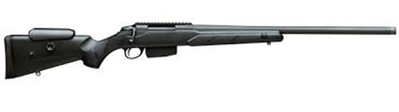 Picture of Tikka T3 Tactical Bolt Action Rifle - 308 Win, 20", Phosphate CrMo Steel w/Manganese Surface, Cold Hammer Forged Varmint Heavy Contour, Black Glass-Fiber Reinforced Copolymer Polypropylene Stock w/Adjustable Cheek Piece & Beavertail Forend, 5rds, No Sigh