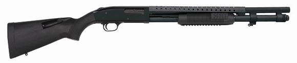 Picture of Mossberg 590 Tactical Special Purpose Tactical Tri-Rail Pump Action Shotgun - 12Ga, 3", 20", Heat Shield, Parkerized, Synthetic Black SpeedFeed Stock & Tri-Rail Forend, 8rds, Front Bead Sight, Fixed Cylinder