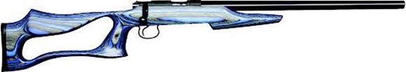 Picture of CZ 455 Evolution Varmint Rimfire Bolt Action Rifle - 22 LR, 20-1/2", Hammer Forged, Blued, Blue/Grey Hardwood Laminate Stock, 5rds, Adjustable Trigger