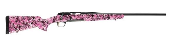 Picture of Browning X-Bolt Micro Buckthorn Pink Bolt Action Rifle - 243 Win, 20", Sporter Contour, Matte Blued, Buckthorn Pink Synthetic Stock, 4rds, Adjustable Feather Trigger
