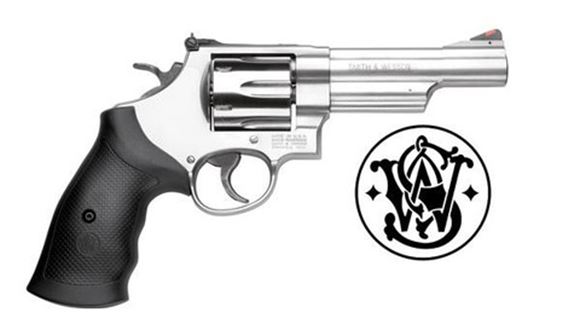 Picture of Smith & Wesson (S&W) Model 629-6 DA/SA Revolver - 44 Rem Mag, 4.2", Satin Stainless Steel, Large Frame (N), Synthetic Grip, 6rds, Red Ramp Front & Adjustable White Outline Rear Sights