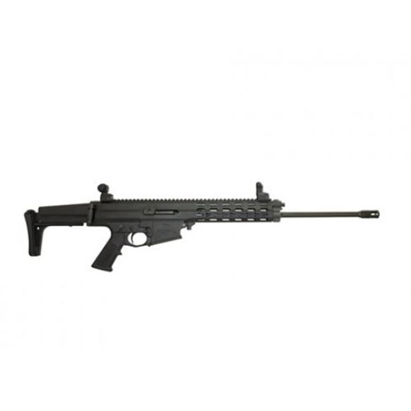 Picture of Robinson Armament XCR-L Standard Semi-Auto Rifle - 223 Rem, 18.6", Light Contour, 1:9", Lightweight Key-Mod, FAST Collapsble Stock, Black, 5rds, MidWest Industries Flip Up Sights, 2-Stage Trigger, Muzzle Brake