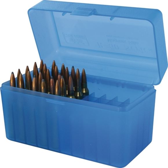 Picture of MTM Case-Gard R-50 Series Rifle Ammo Box - RL-50, 50rds, Clear Blue
