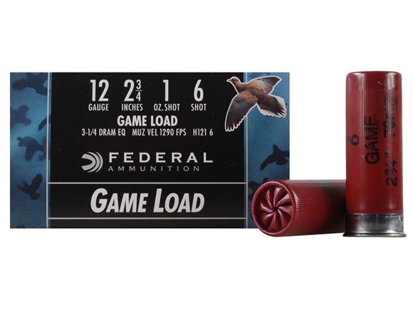 Picture of Federal Game-Shok Upland Game Load Shotgun Ammo - 12Ga, 2-3/4", 3-1/4DE, 1oz, #6, 250rds Case, 1290fps
