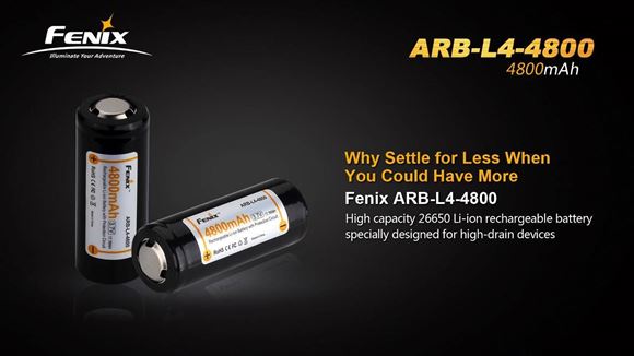 Picture of Fenix Accessories, Rechargeable Battery - ARB-L4, Rechargeable 26650 Li-ion Battery, 3.7V, 4800mAh