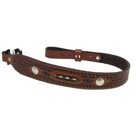 Picture of Browning Shooting Accessories, Rifle & Shotgun Slings - Buffalo Nickel Sling, 25", Basketweave Design Full-Grain Leather Construction w/Suede Backing, Buffalo Nickel Overlays & Braided Horsehair Inlay, Chicago Screws Sling Adjustments, 30" - 35