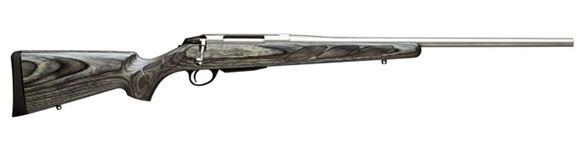 Picture of Tikka T3 Laminated Stainless Bolt Action Rifle - 338 Win Mag, 24-3/8", Stainless Steel, Cold Hammer Forged Light Hunting Contour Barrel, Matte Grey Mattelacquered Laminated Hardwood Stock, 3rds, No Sight, 2-4lb Adjustable Trigger