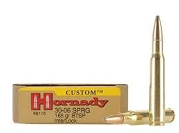Picture of Hornady Custom Rifle Ammo - 30-06 Sprg, 165Gr, InterLock BTSP, 200rds Case