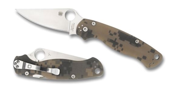 Picture of Spyderco Knives - Para Military 2, Camo G-10, PlainEdge, Satin Blade