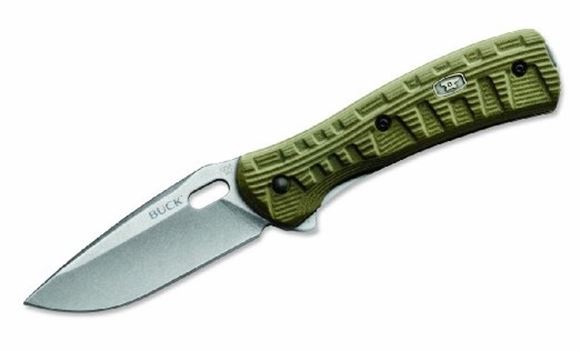 Picture of Buck Tactical Knives - 847 Vantage Force Marine OD Green Pro Knife, Stonewashed S30V Steel, 3-1/4" Drop Point Serrated Folding Blade, OD Green CNC Contoured G-10 Handle