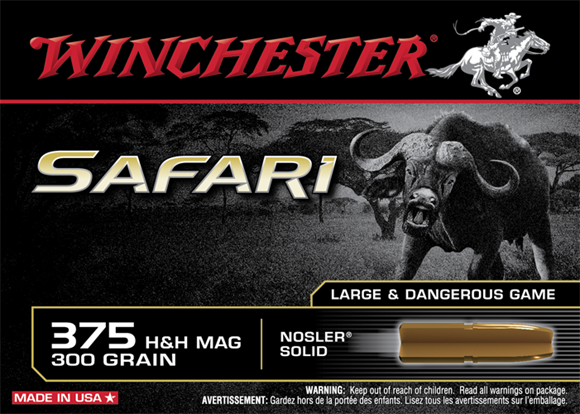 Picture of Winchester Safari Nosler Solid Rifle Ammo - 375 H&H, 300Gr, Nosler Solid, 20rds Box, 2530fps