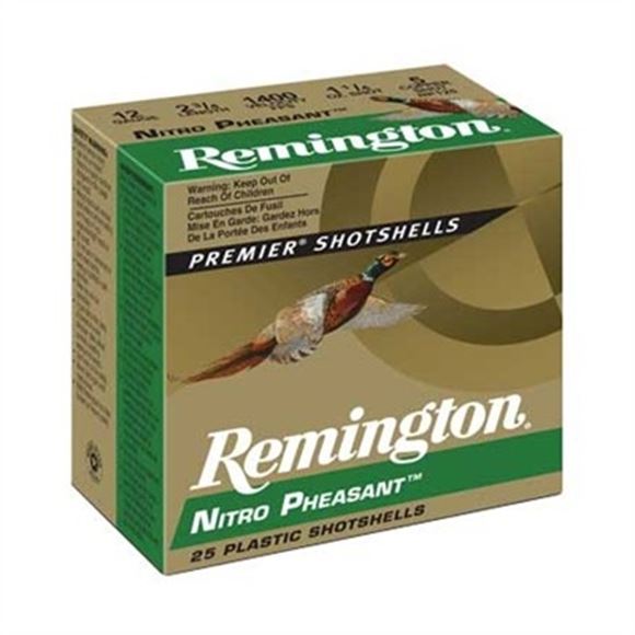 Picture of Remington Upland Loads, Nitro Pheasant Loads Shotgun Ammo - 20Ga, 3", MAX DE, 1-1/4oz, #5, Copper-Plated, 250rds Case, 1185fps
