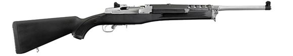Picture of Ruger Mini-14 Ranch Semi-Auto Rifle - 5.56mm NATO/223 Rem, 18.50", Matte Stainless, Stainless Steel, Black Synthetic Stock, 5rds, Blade Front & Adjustable Rear Sights