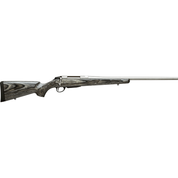 Picture of Tikka T3 Laminated Stainless Bolt Action Rifle - 300 Win Mag, 24-3/8", Stainless Steel, Cold Hammer Forged, Light Hunting Contour, Matte Grey Mattelacquered Laminated Hardwood Stock, 3rds, No Sight, 2-4lb Adjustable Trigger