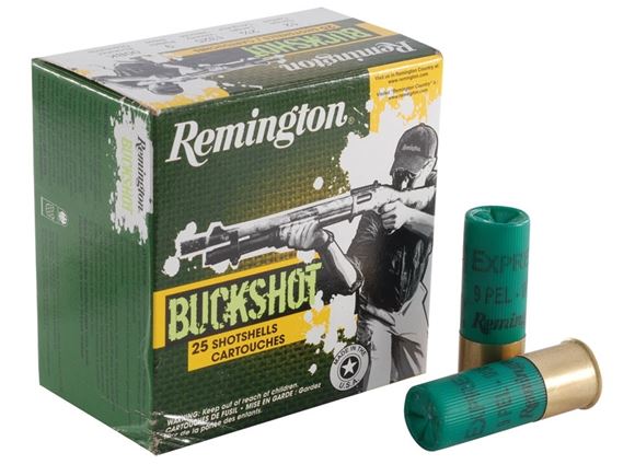 Picture of Remington Buckshot, Value Packs Express buckshot Loads Shotgun Ammo - 12Ga, 2-3/4", #00 Buck, 9 Pellets, Buffered, 200rds Case, 1325fps