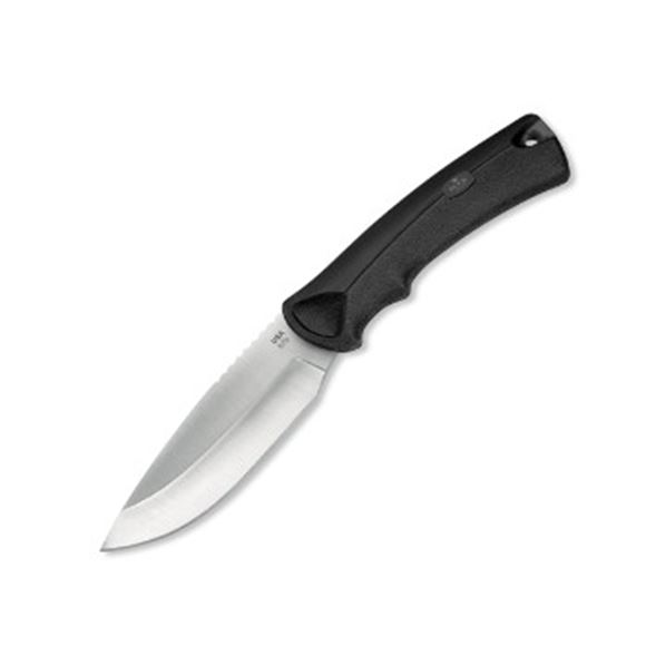 Picture of Buck Hunting Knives - 679 BuckLite MAX Large Knife, Satin Finish 420HC Stainless Steel, 4" Drop Point Fixed Blade, Black Alcryn Rubber Handle, Black Heavy Duty Nylon Sheath