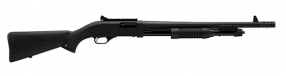 Picture of Winchester SXP Ultimate Defender Pump Action Shotgun - 12Ga, 3", 18", Chrome Plated Chamber & Bore, Matte, Matte Aluminum Alloy Receiver, Matte Black Composite Stock, 5rds, Steel Blade Front & Ghost Ring Rear Sights, Invector-Plus Extended (Breacher)