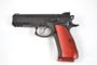 Picture of CZ 75 SP-01 Shadow Mate DA/SA Semi-Auto Pistol - 9mm, 4.61", Hammer Forged, Black Polycoat, Red Aluminum Grips, Fiber Optic Front & Fixed Rear Sights, 3x10rds, Ambi Safety, Gunsmith Tuned