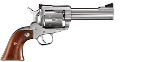 Picture of Ruger New Model Blackhawk Stainless Single Action Revolver - 357 Mag, 4.62", Satin Stainless Steel, Hardwood Grips, 6rds, Ramp Front & Adjustable Rear Sights