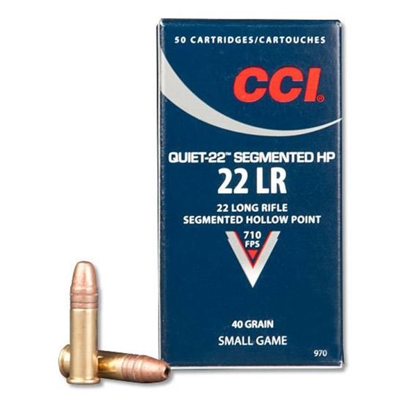 Picture of CCI Small Game Rimfire Ammo - Quiet-22 Segmented HP, 22 LR, 40Gr, CPSHP, 500rds Brick, 710fps