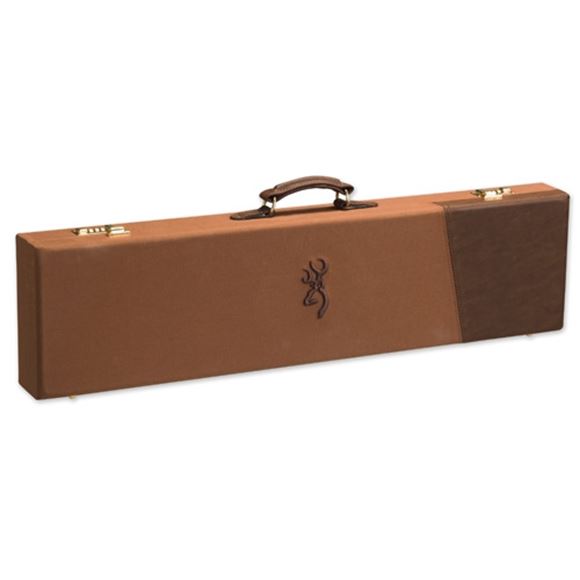 Picture of Browning Gun Cases, Fitted Gun Cases - Piedmont Fitted Case, 34" x 8.75" x 3.5", Brown, Wood Frame, Canvas Shell, Leather Handle