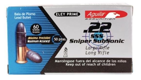 Picture of Aguila Rimfire Ammo, Special Products - 22 Sniper Subsonic/Long Rifle Subsonic Lead Solid Point, 22 LR, 60Gr, Lead Solid Point, 500rds Brick, Subsonic, 950fps