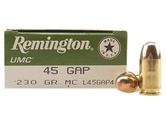 Picture of Remington UMC Pistol & Revolver Handgun Ammo - 45 GAP, 230Gr, MC, 50rds Box