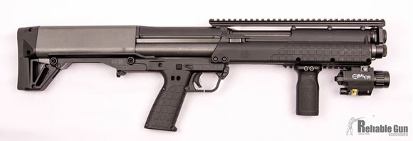 Picture of Used Kel-Tec KSG Pump Action Shotgun, 12 ga, 14rd, w/ Vertical Foregrip and Sun Optics Flashlight, Excellent Condition