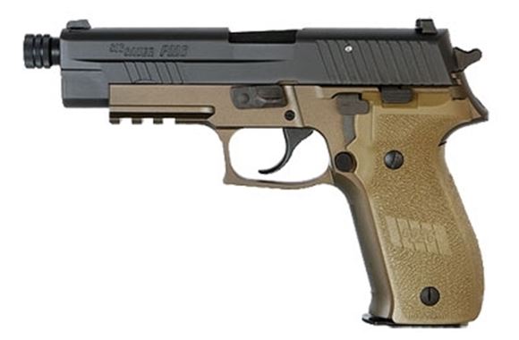Picture of SIG SAUER P226R Combat DA/SA Semi-Auto Pistol - 9mm, 4.4" w/ 13.5x1mm LH, Nitron, Flat Dark Earth, Flat Dark Earth Polymer Factory Grips, 2x10rds, SIGLITE Night Sights, Rail