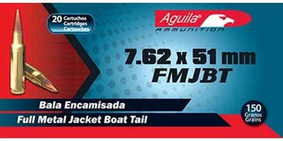 Picture of Aguila Rifle Ammo - 7.62x51mm, 150gr, Full Metal Jacket Boat Tail, 20rds Box