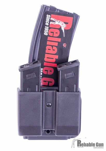 Picture of Blade-Tech Revolution Combo Rifle-Pistol Mag Pouches - Revolution Combo AR Mag + Double Pistol Mag, 3" Duty Loop, DMP Generic 9/40, AR Mag Vertical Cant, Black, Left Hand