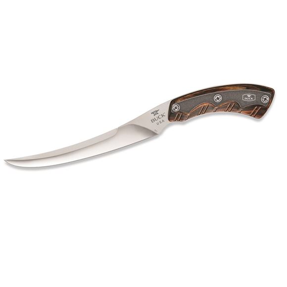 Picture of Buck Hunting Knives - Open Season Boning Knife, S30V Steel, 6-1/2" Boning Fixed Blade, Rosewood Dymondwood Handle, Genuine Leather Sheath, Black