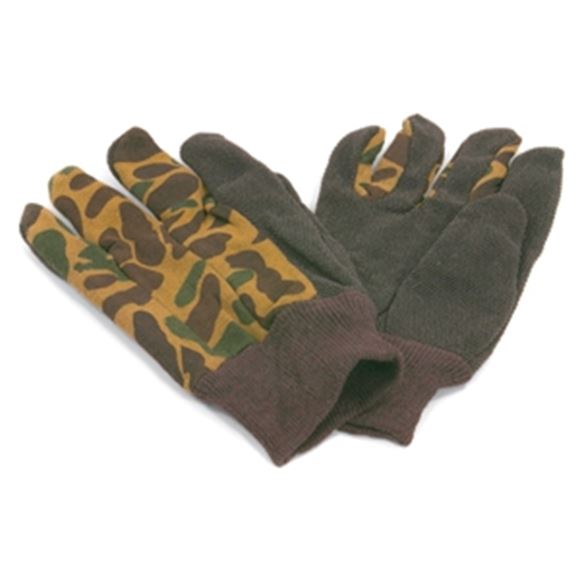 Picture of Camo Gloves, Cotton, With Rubber Texture On Thumb And Index Finger, Size Med/Lg