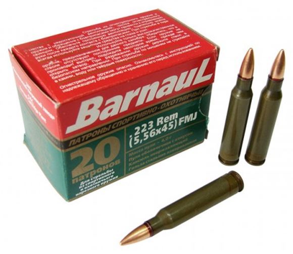 Picture of BarnauL Rifle Ammo - 223 Rem (5.56x45mm), 62Gr, FMJ, Lacquered Steel Case, Non-Corrosive, 20rds Box