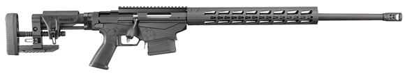 Picture of Ruger Precision Bolt Action Rifle - 6.5 Creedmoor, 24", Cold Hammer Forged 4140 Chrome-Moly, Medium Contour w/ Muzzle Brake, Black Oxide/Hardcoat Anodize, MSR Folding Adjustable LOP & Comb Stock, 10rds, Ruger Marksman 2.2