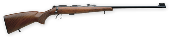 Picture of CZ 452-2E ZKM Lux Rimfire Bolt Action Rifle - 22 LR, 24.8", Hammer Forged, Blued, Euro Style Lux Walnut Stock, 5rds, Adjustable Sights, Adjustable Trigger