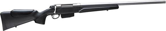Picture of Tikka T3X Varmint Stainless Bolt Action Rifle - 22-250, 23.7", Stainless Steel, Varmint Heavy Contour, Adjustable Pistol Grip, Black modular synthetic stock w/Cheek Piece, 5rds, No Sight
