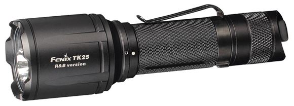 Picture of Fenix Flashlight, TK Series - TK25 R&B, Cree XP-G2 S3 LED, 1000 Lumens, 18650, Black, 156.5gram, Red - 150 Lumens - 60 Lumens