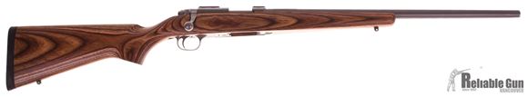 Picture of Used Ruger 77/22 22 WMR Bolt Action Rifle, Heavy Barrel, Laminate Wood Stock, 3 Mags, 21" Barrel (Shortened), Excellent Condition/Unfired