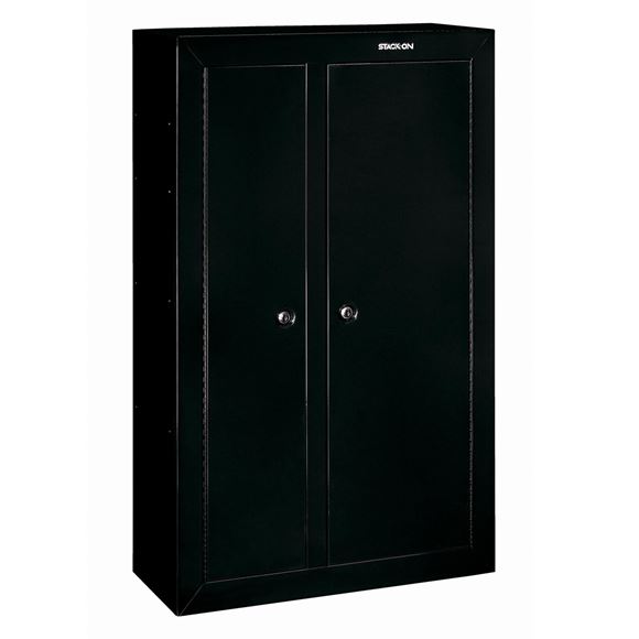 Picture of Stack-On Secure Storage - Black Double Door Security Cabinet, Three-Point Locking System, Four Shelves, 13.5x55x32"