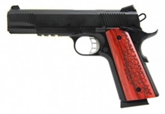 Picture of Tisas, Canuck Blued 1911 Single Action Semi-Auto Pistol -  9mm Luger, 5", Lower Rail, Exclusive Canuck Pattern Grips, 2x10rds