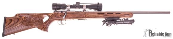 Picture of Used Savage Mark II BTVSS Bolt Action Rimfire Rifle - 22LR, Stainless Steel, Laminated Thumb Hole Stock, Diomond Back 2-7x35 Scope, 4 Magazines (2x5rnd 2x10rnd), Very Good Condition.