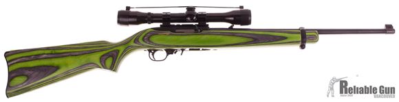 Picture of Used Ruger 10/22 Semi-Auto .22LR, With Bushnell Scopechief 4x Scope, Green Laminate Stock, Very Good Condition