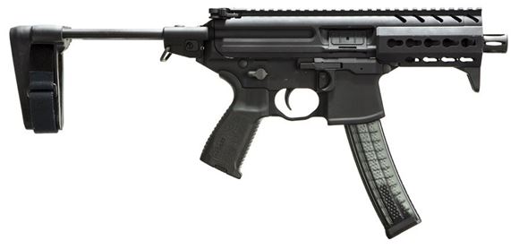 Picture of SIG Sauer MPX Semi Auto Pistol - 9mm Luger, 4.5" Barrel, 1:10, A2 Compensator, Hard Coat Anodized, Aluminum KeyMod Handguard, Hand Stop, No Rear Stock, 5/30rds, Ambidextrous Controls