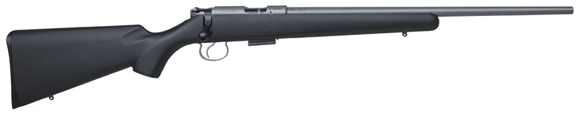 Picture of CZ 455 Stainless Rimfire Bolt Action Rifle - 22LR, 20.5", Stainless Steel, Black Synthetic Stock, 5rds, Adjustable Trigger