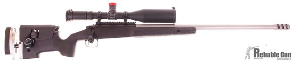 Picture of Used Alberta Tactical Maverick Single Shot Bolt Action Target Rifle, 300 Win Mag, Right Bolt Left Eject, 26'' Stainless Heavy Barrel w/Muzzle Brake, Timney Calvin Elite Target Trigger, 30 MOA Rail, Nightforce ATACR 5-25x56 MOART Scope, ATRS 34mm Rings, M