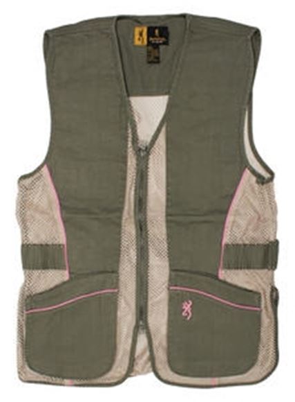Picture of Browning Outdoor Clothing, Shooting Vests - Sporter II Shooting Vest For Her - 2XL, Sage/Tan/Pink