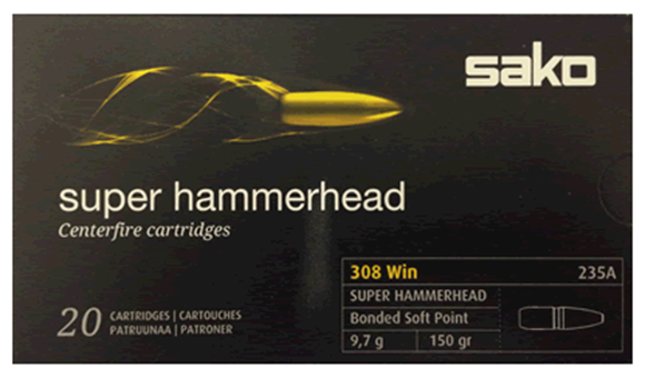 Picture of Sako Rifle Ammo - 308 Win, 150Gr, Super Hammerhead Bonded Soft Point (235A), 20rds Box