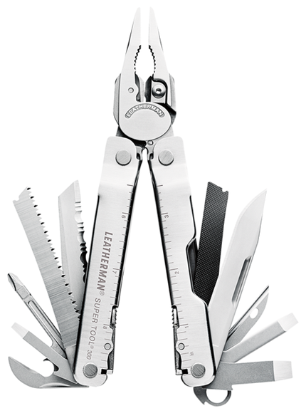 Picture of Leatherman MultiTool, Super Tool 300 - 19 Tools, Weight 9.6 oz | 272.15 g, 3.2" 420HC Blade, Leather Sheath